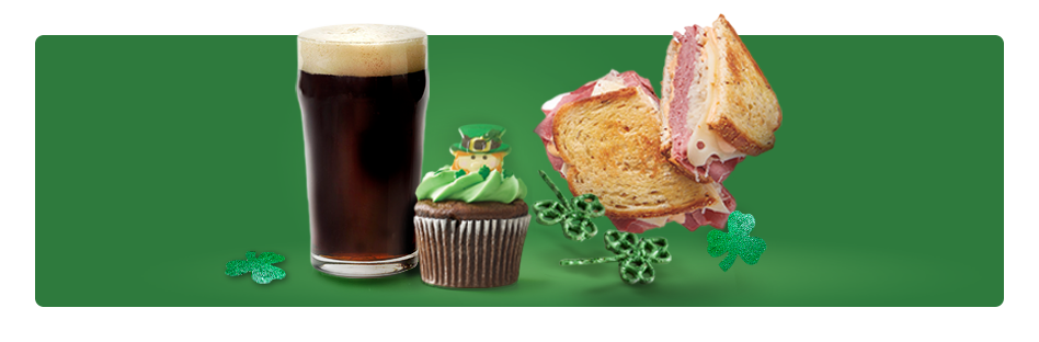 All your favorites to celebrate St. Patrick’s Day including beer, cupcakes, pretzels treats and a corn beef sandwich