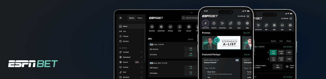 ESPN BET app on mobile device and tablet imagery