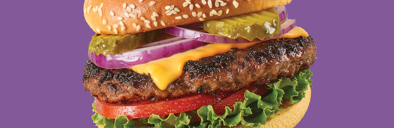 A floating cheeseburger