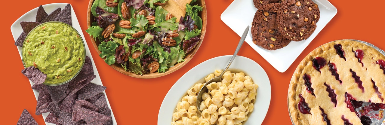 A variety of potluck dishes