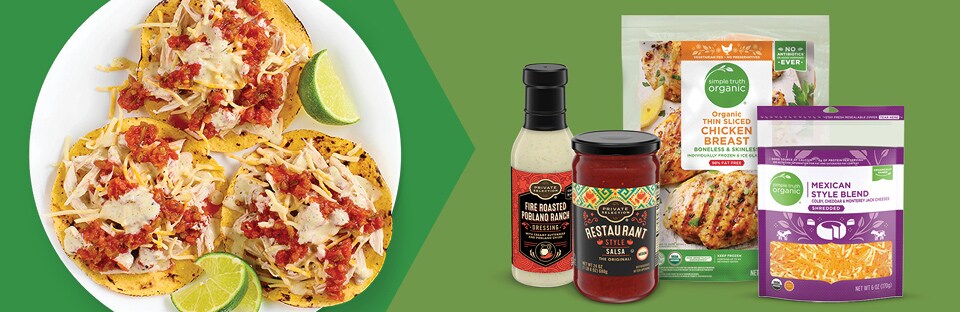 Chicken-Ranch Tostadas with packshots