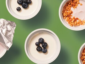 overhead patterns of yogurts
