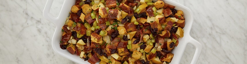 Bacon, Apple and Pretzel Bread Stuffing Recipe