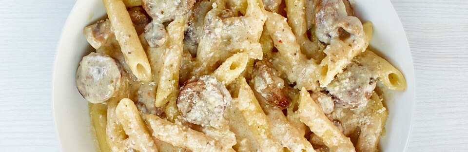 Creamy mushroom sausage pasta