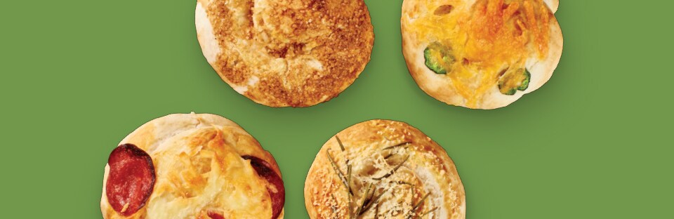 pretzel buns with variety of toppings