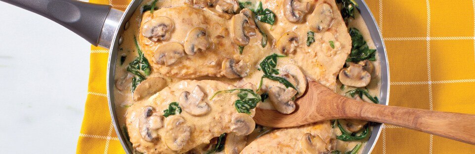 Skillet Chicken and Mushrooms in White Wine Sauce
