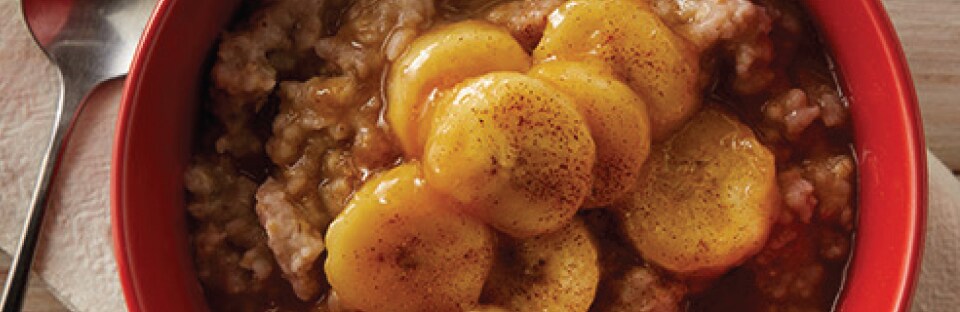 Slow Cooker Steel Cut Oats with Caramelized Bananas