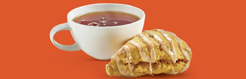 Pumpkin Ginger Scones with Ginger Glaze and chai tea