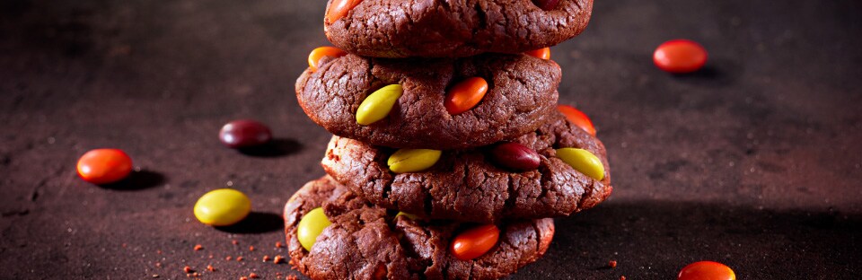 Dark Chocolate Cookies with Peanut Butter Candies