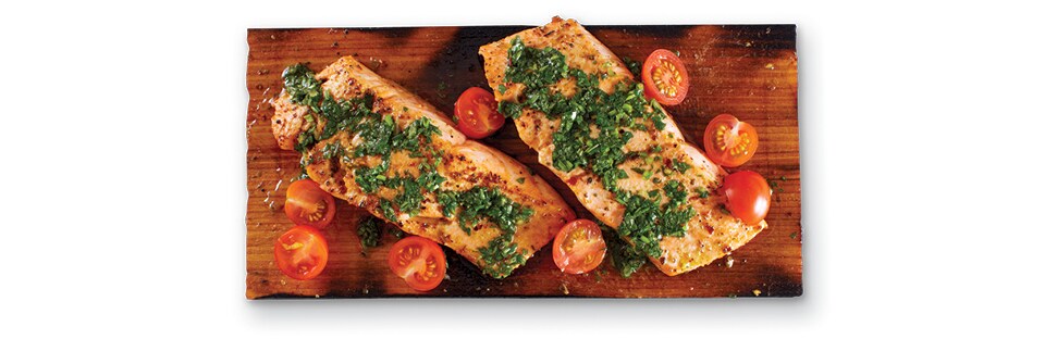 Grilled Salmon on a Wood Plank