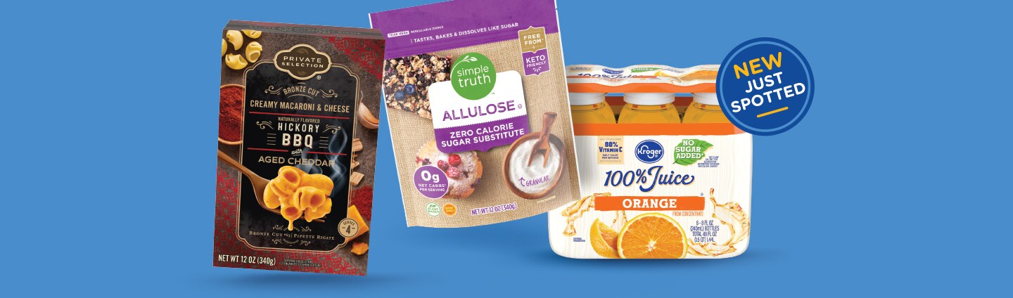 collage of 3 new Our Brand products