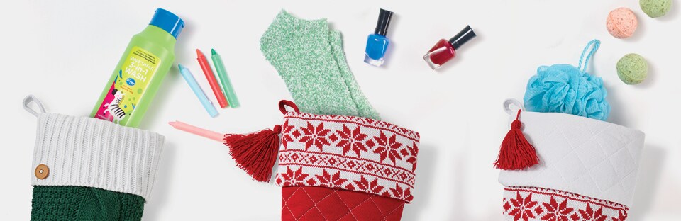 stocking with things spilling out of it