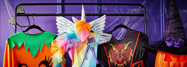 Shop Halloween costume pieces and accessories.