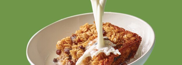 Oatmeal Raisin Cookie Bake with Milk Pouring on top