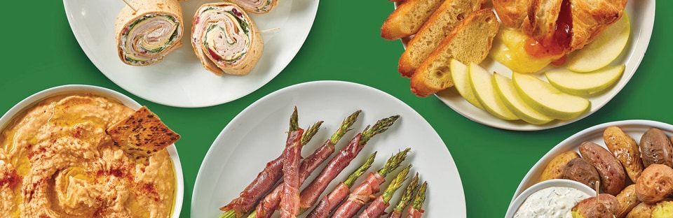 tablescape of a variety of appetizers