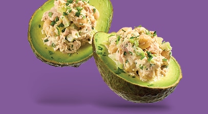 Chickpea and Tuna Salad inside an avocado