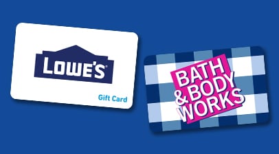 Shop Online for Gift Cards Such as Lowe's and Bath & Body Works