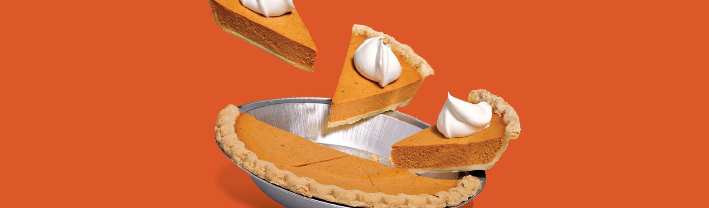 Pumpkin Pie on Orange Background