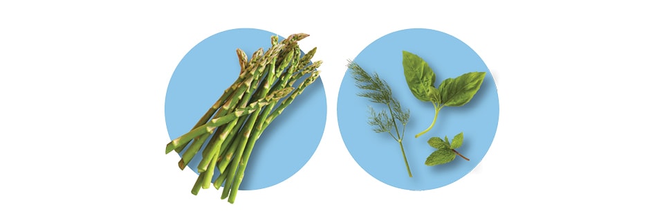 Asparagus and Fresh herbs