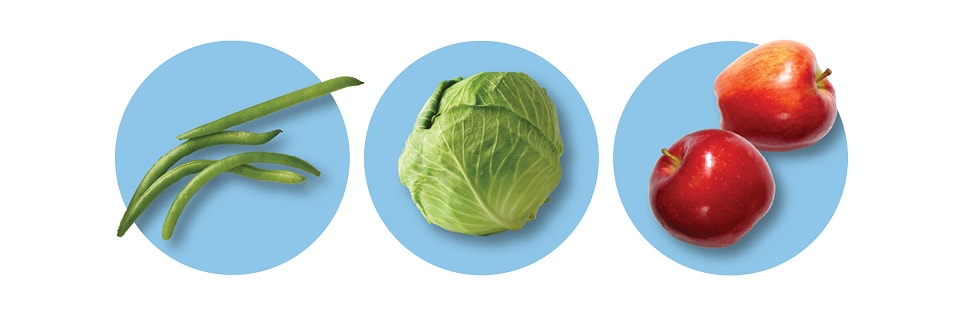 Green beans, Cabbage and Apples