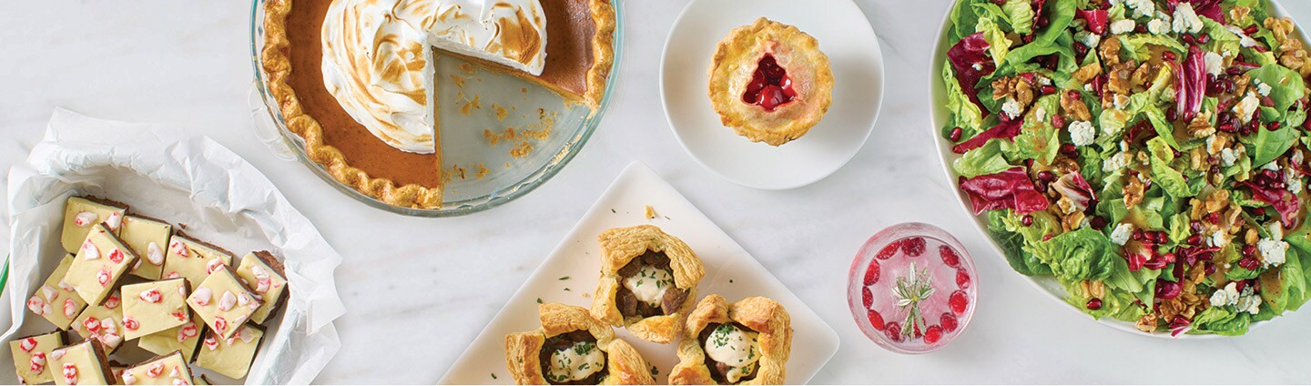 A table full of holiday dishes